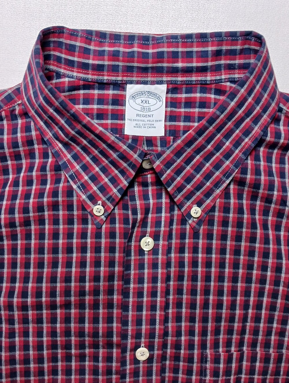Brooks Brothers Regent Fit Mens Button Down Long Sleeve Shirt XXL Check Red Navy
